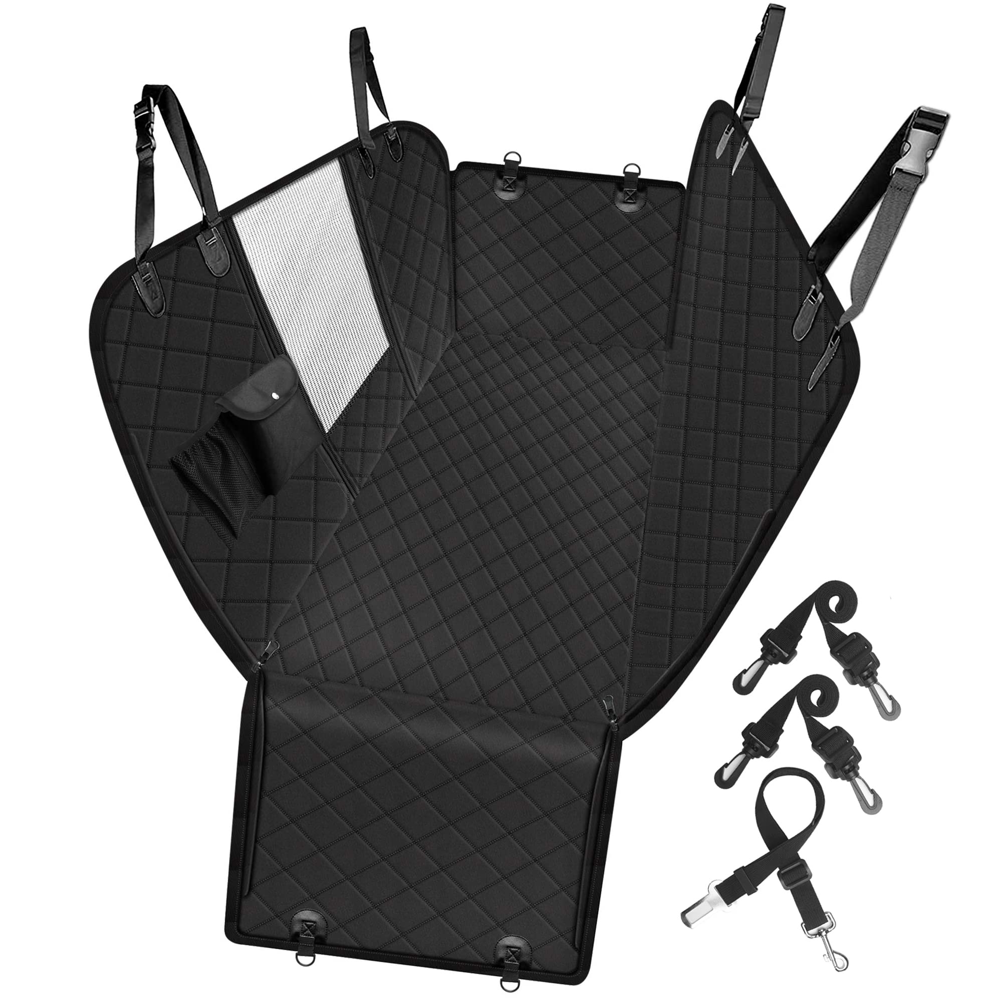 Femuar dog car seat cover full view demonstrates durable protection for cars during travel and easy cleanup.