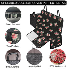 Femuar dog car seat cover side and front flap protects seams and edges