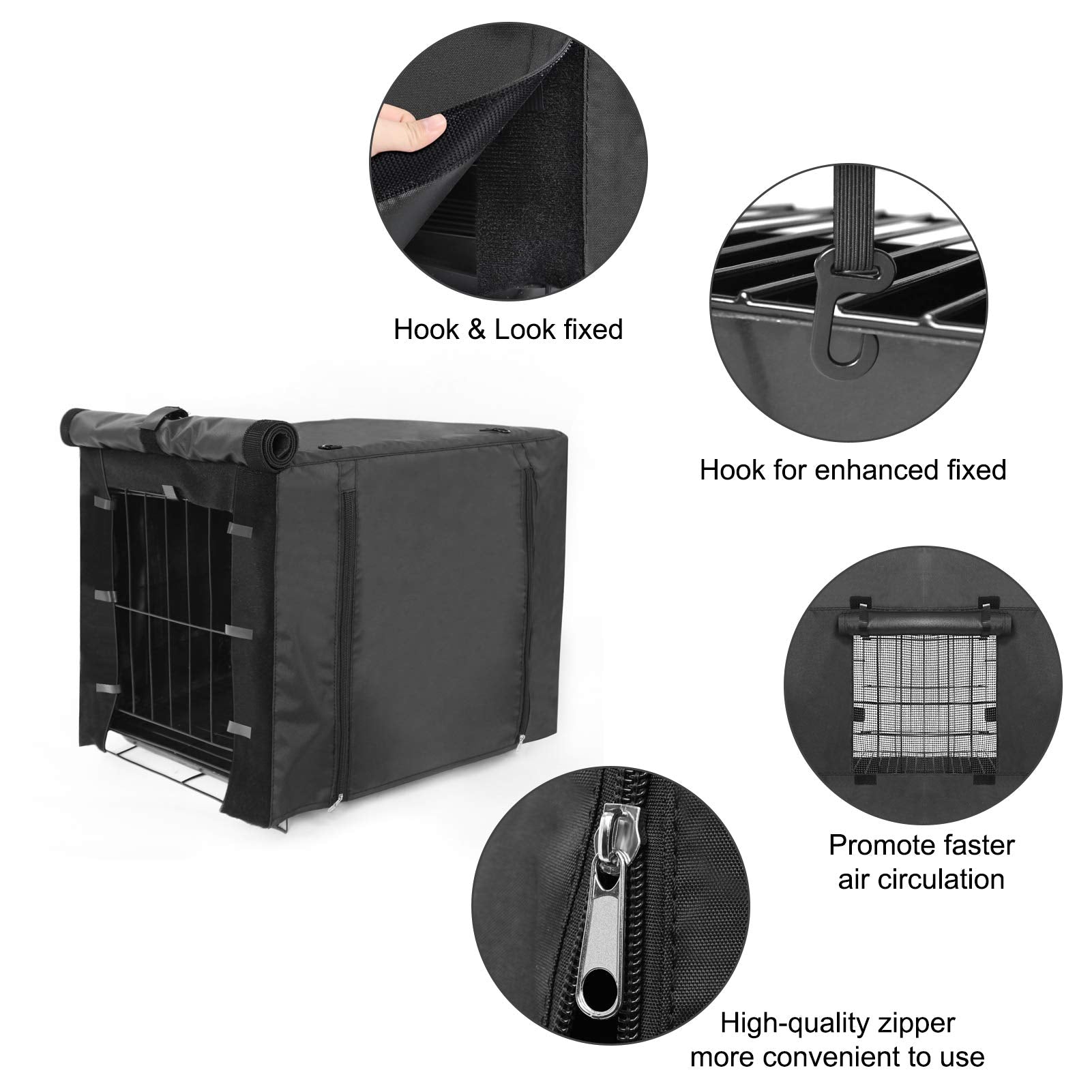 Femuar dog crate cover double-door closeup showing durable material for protection