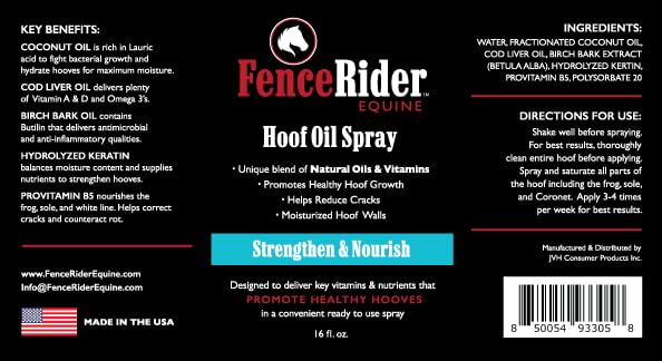 FenceRiderEquine Hoof Oil Spray mist application demonstrates easy daily use.