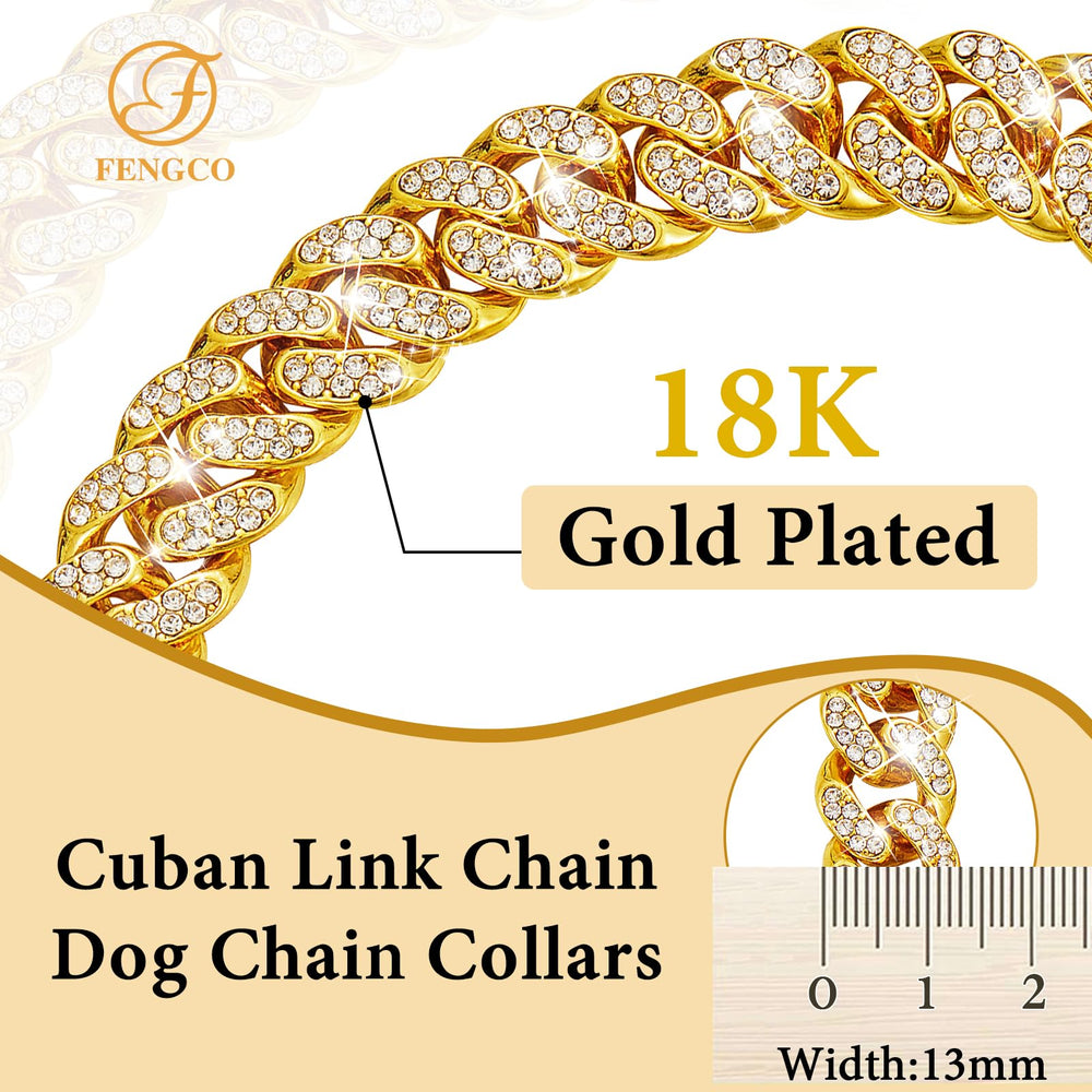 fengco size guide for 13mm wide Cuban link dog collar.