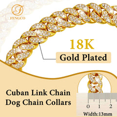 fengco size guide for 13mm wide Cuban link dog collar.