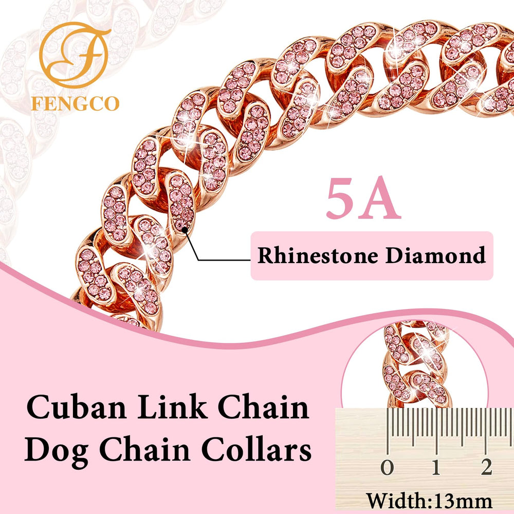 Fengco Rosegold dog collar wrapped-neck demonstrates secure, stylish fit for daily activity.