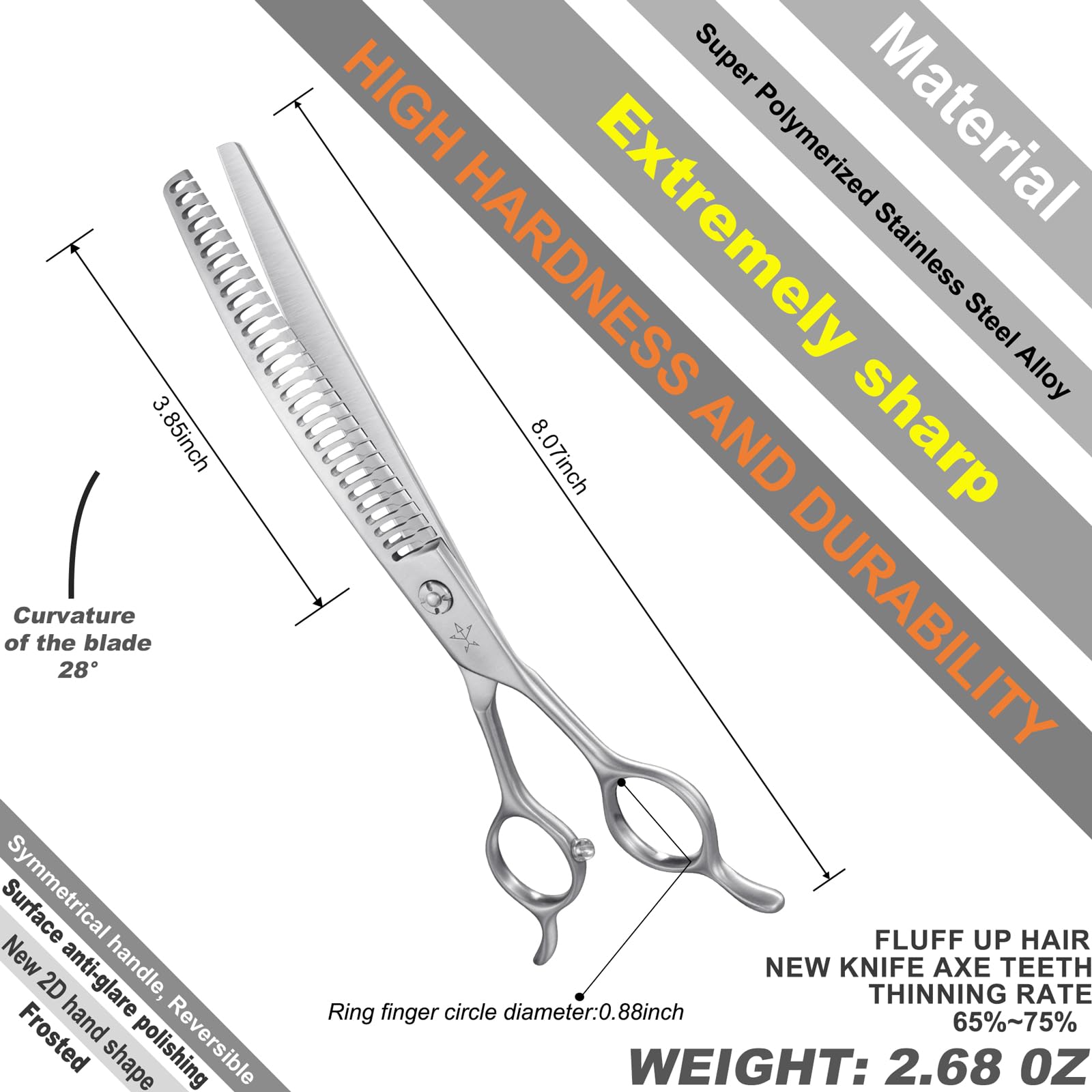 Fengliren curved thinning scissors ergonomic handle for comfortable grooming