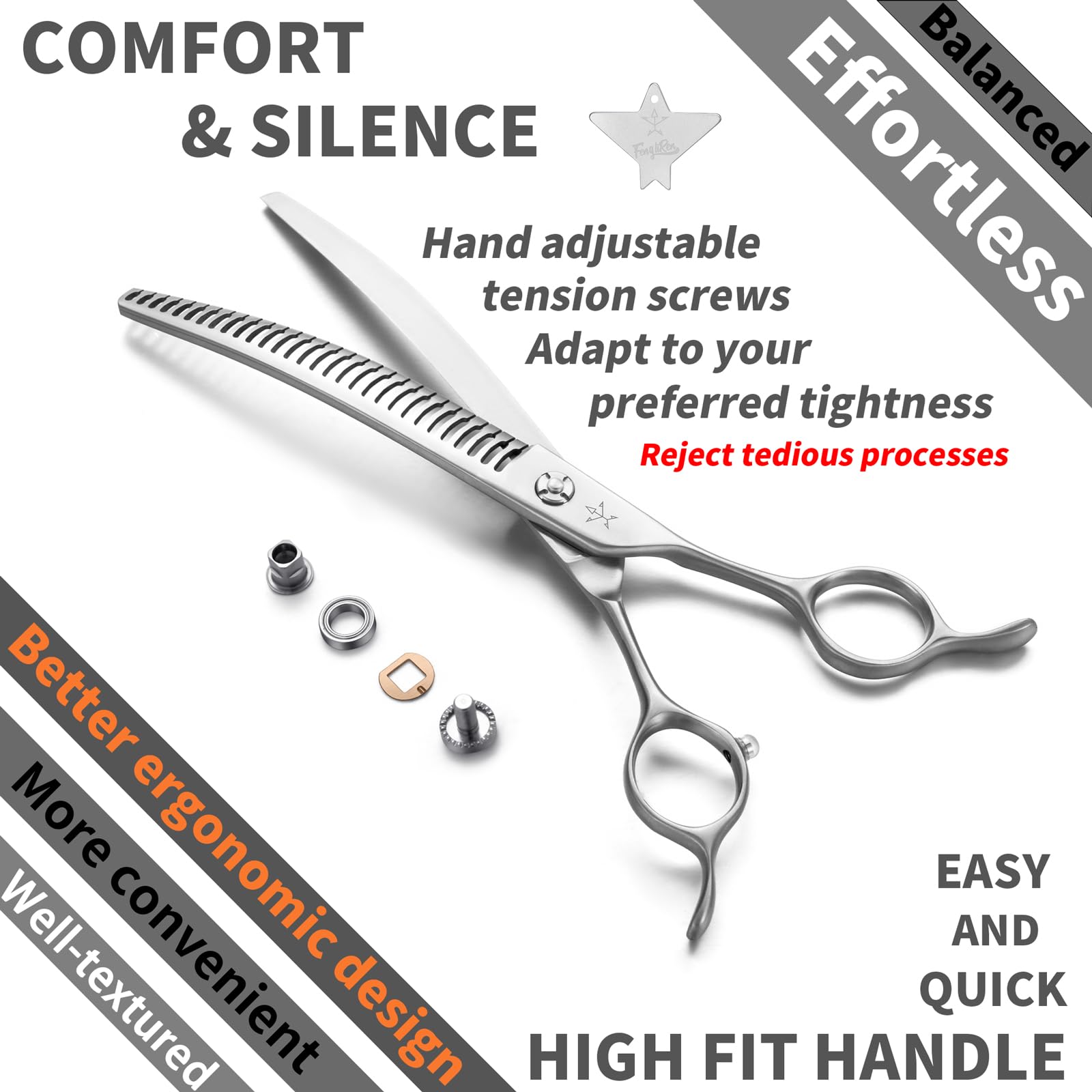 Fengliren curved thinning scissors precision milling screws for durable performance