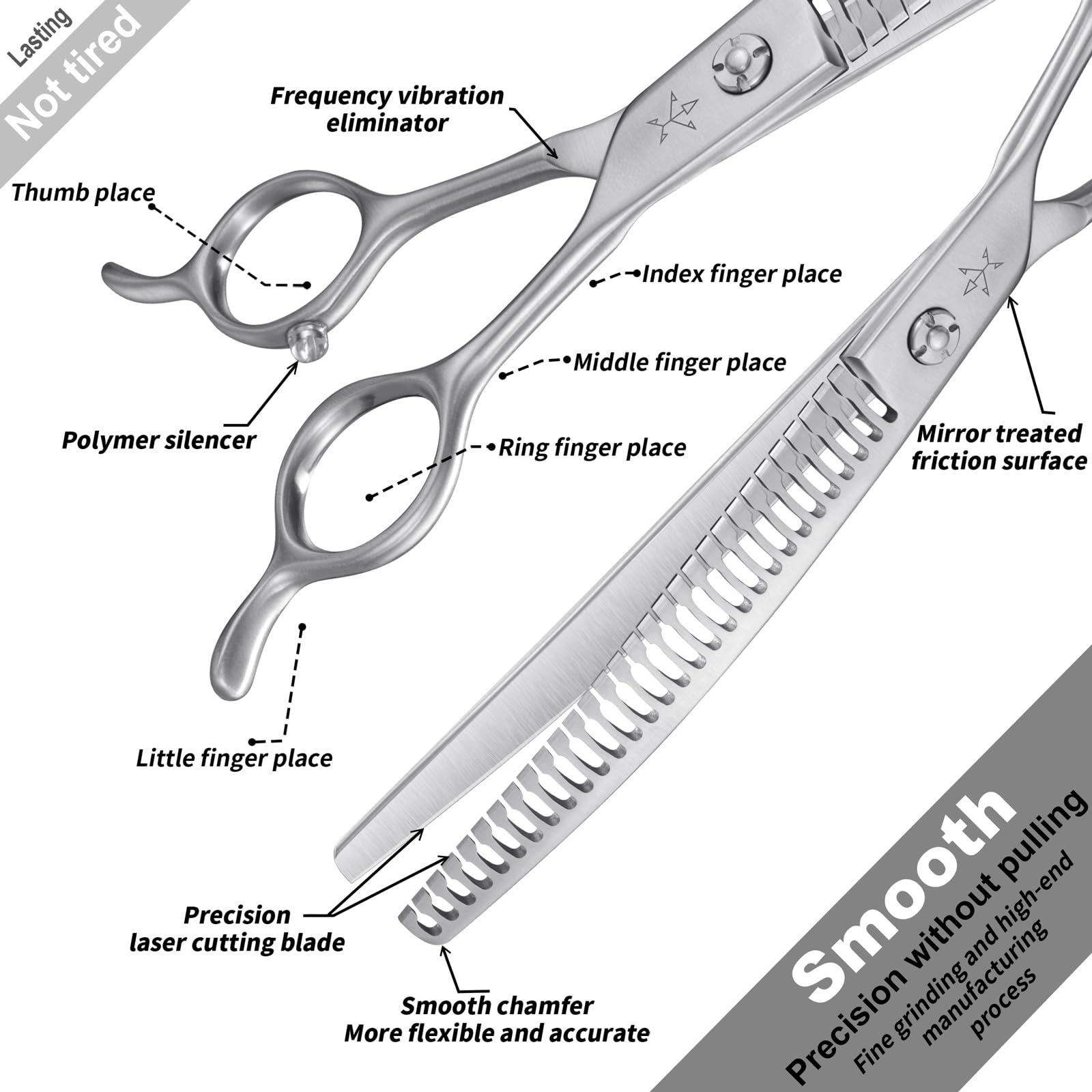 Fengliren curved thinning scissors solid screw for stable tension control