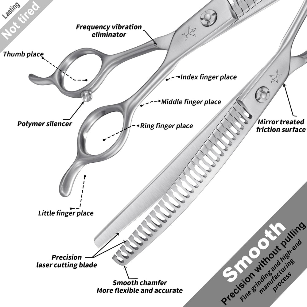 Fengliren curved thinning scissors solid screw for stable tension control
