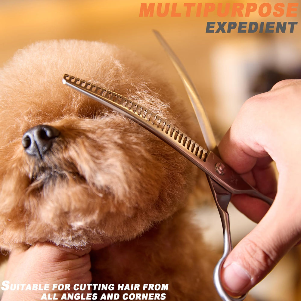 Fengliren curved thinning scissors stainless steel comb included for even hair distribution