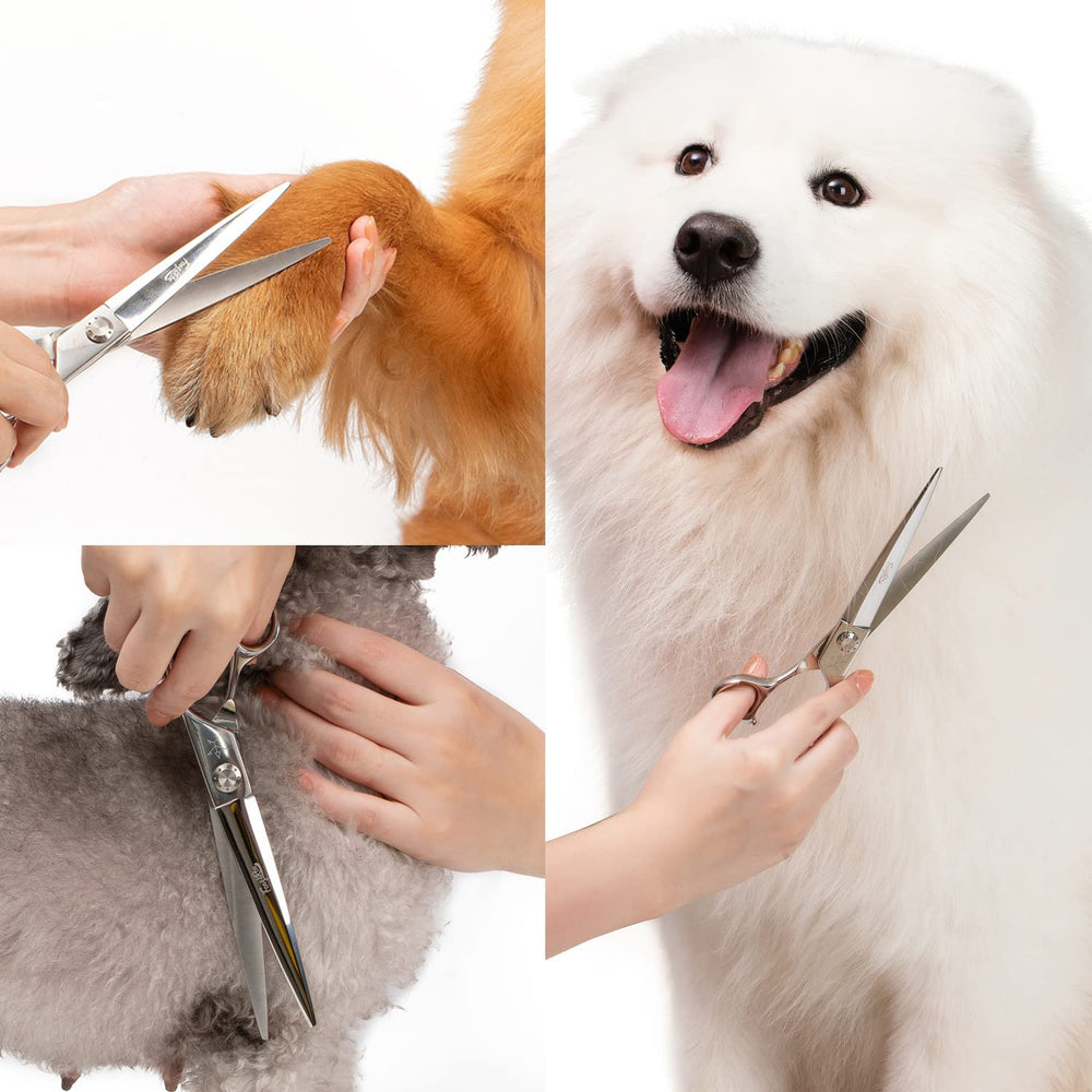Fengliren dog grooming scissors smooth-cutting action for efficient grooming.
