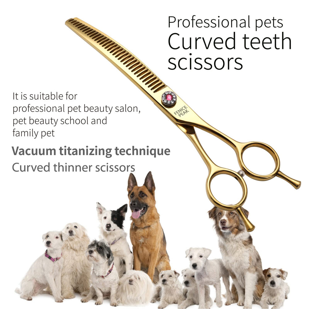 Fenice Peak 440C stainless steel dog scissors shiny finish for durability