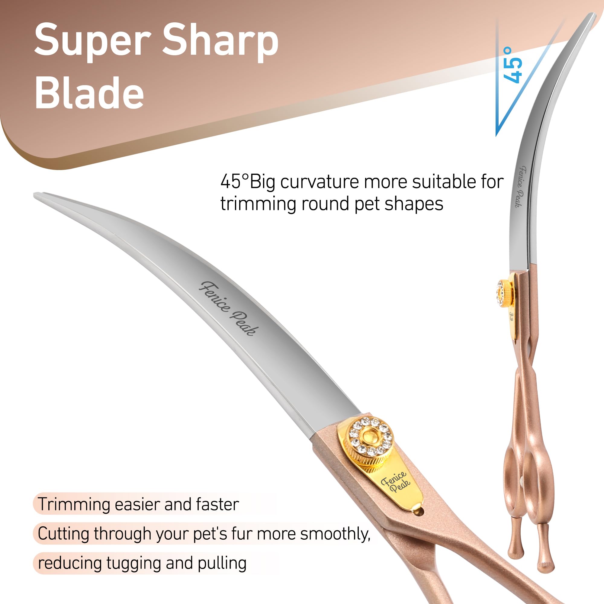 Fenice Peak curved-arc design dog scissors arc view aids natural curves