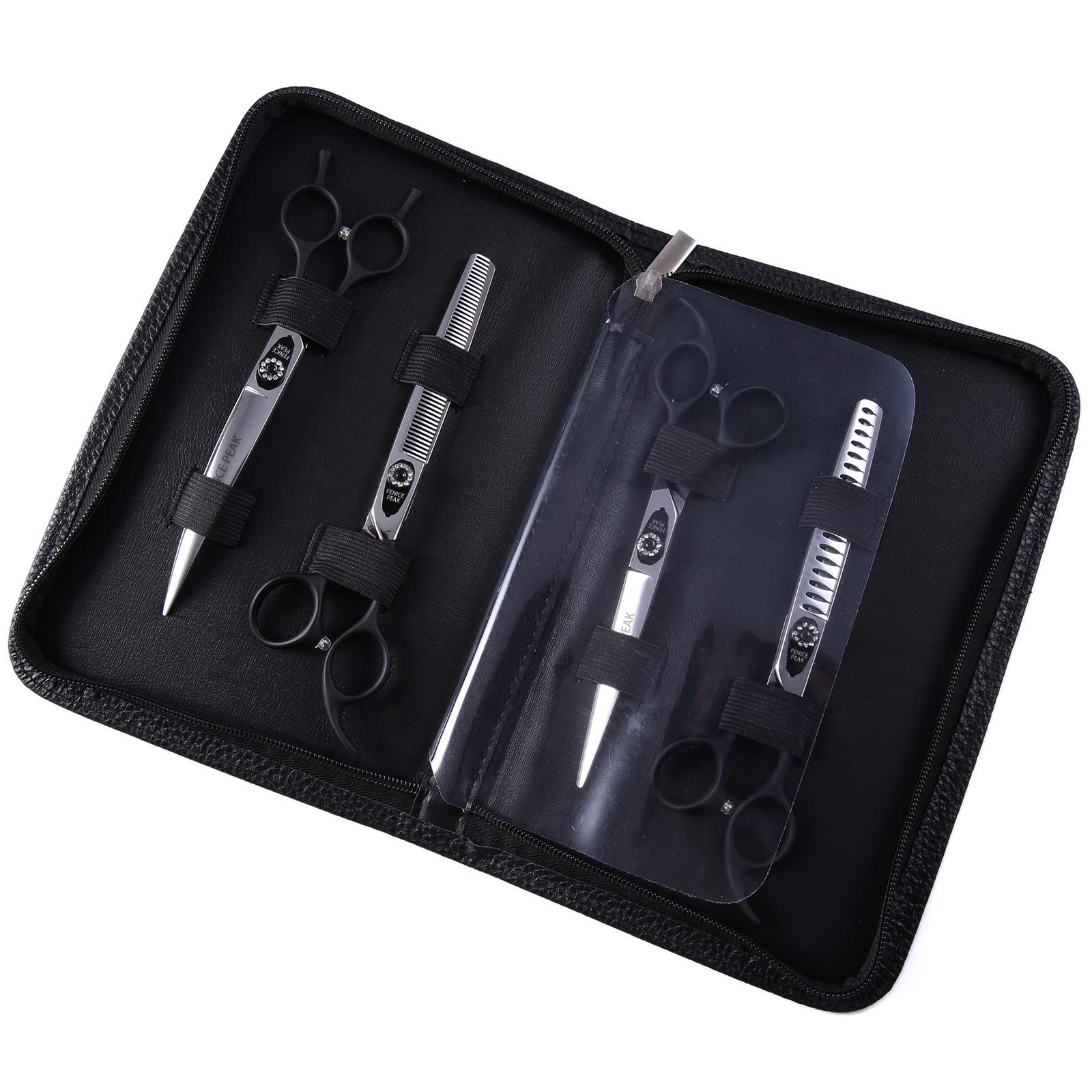 Fenice Peak 7-0-inch curved dog grooming scissors for safe head trims.