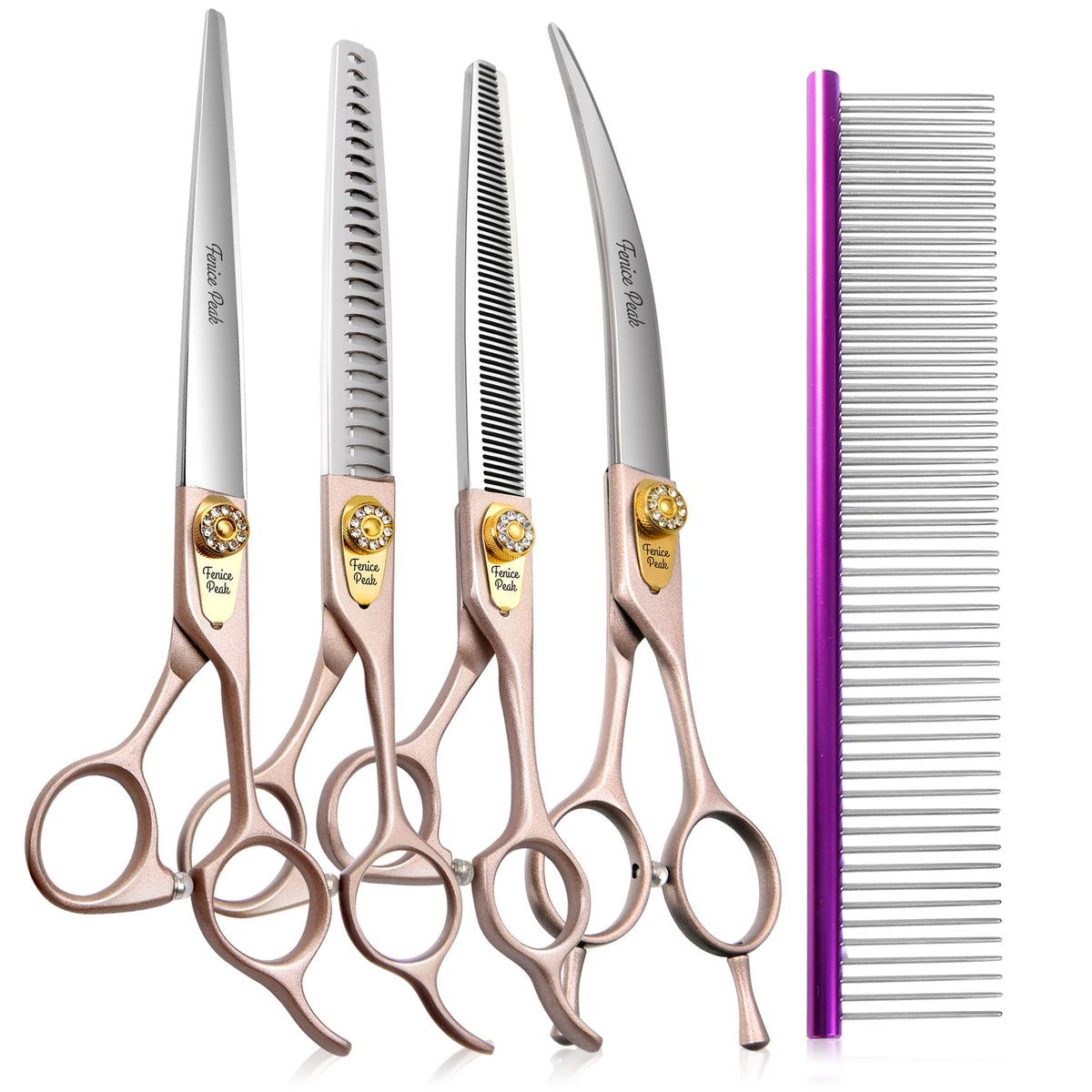 Fenice Peak 8in straight scissor for precise, smooth trims on dogs and cats