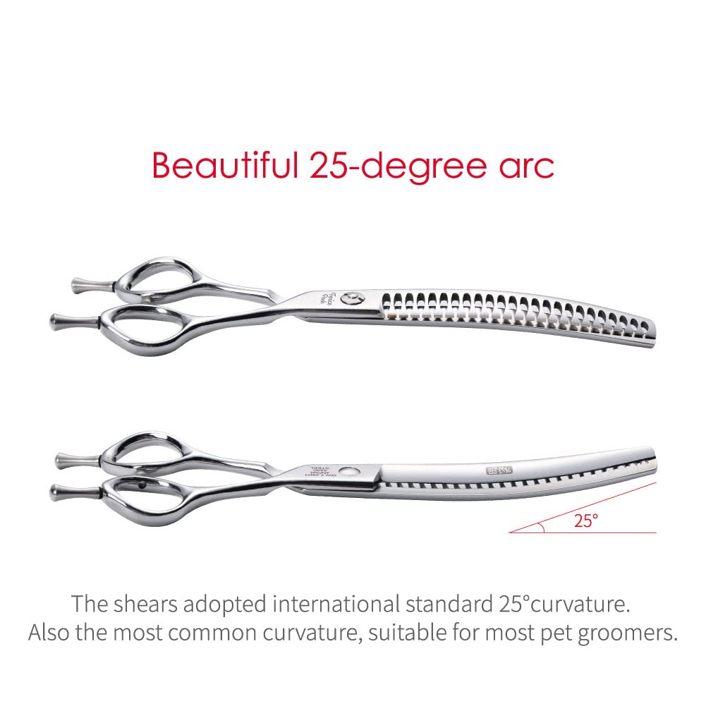 Fenice Peak curved blade closeup showing contour-following design.