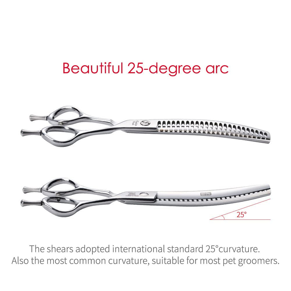 Fenice Peak curved blade closeup showing contour-following design.