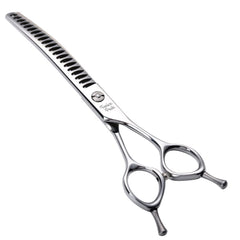 Fenice Peak curved chunker dog grooming shears 7in for precise face trimming and smooth body shaping.