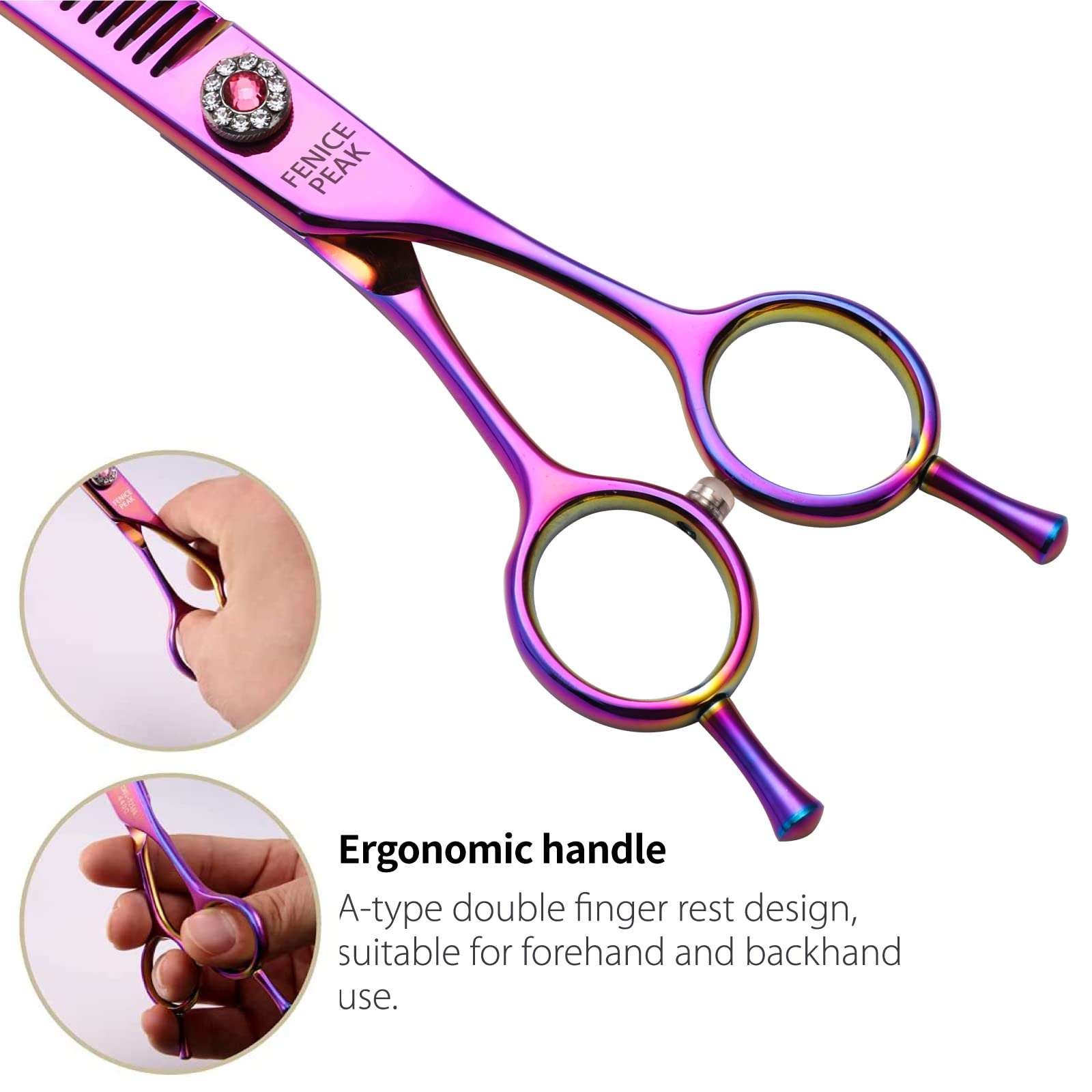 Fenice Peak curved-chunker edge demonstrates fine thinning for dogs and cats.