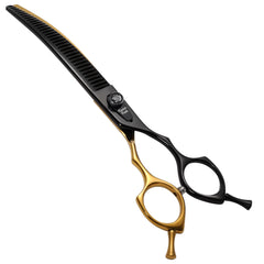 Fenice Peak dog grooming scissors blade close-up for precise cuts.