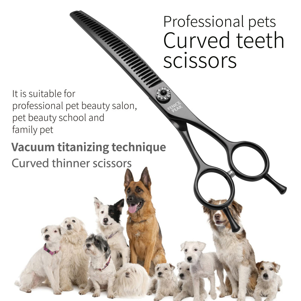 Fenice Peak curved chunker 7in scissors for efficient coat thinning.