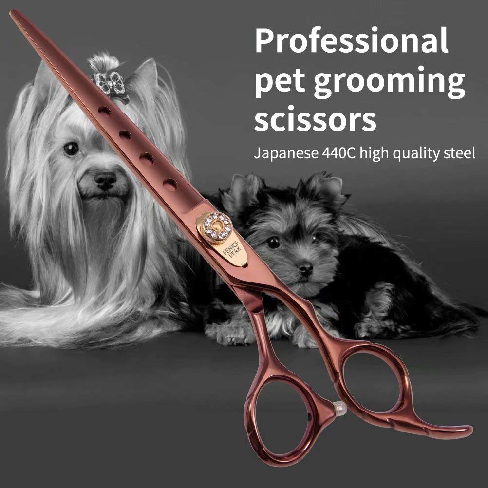 Fenice Peak dog grooming scissors handle ergonomics—comfortable grip reduces fatigue.