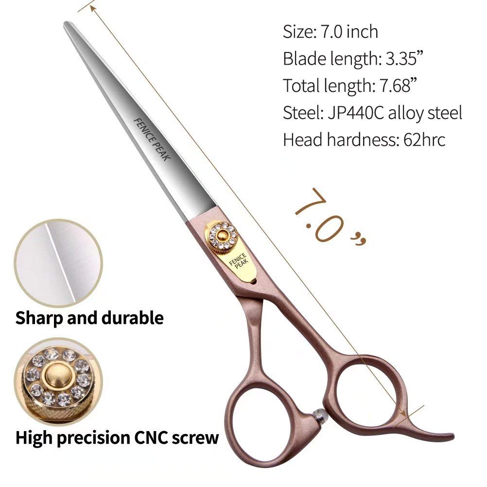 Fenice Peak dog scissors rose gold with wiping cloth and storage bag