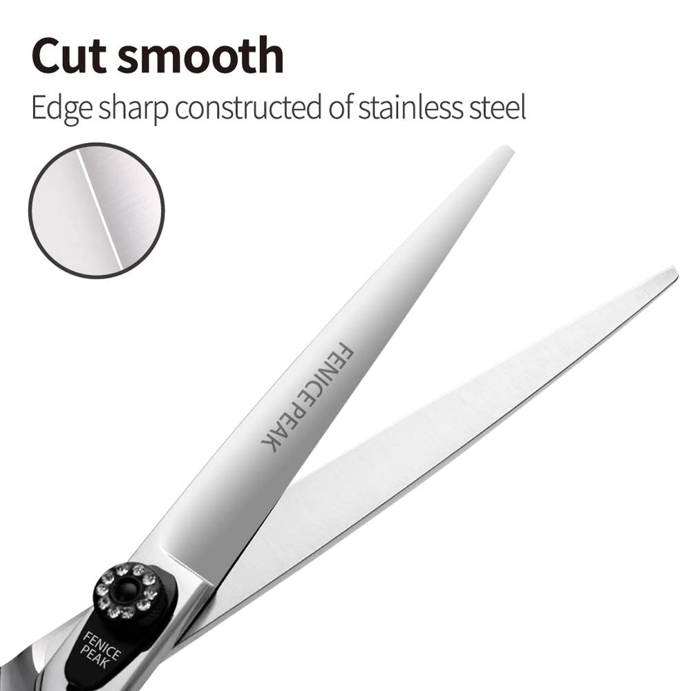 Fenice Peak dog straight scissors side view highlighting ergonomic handle for comfortable grooming