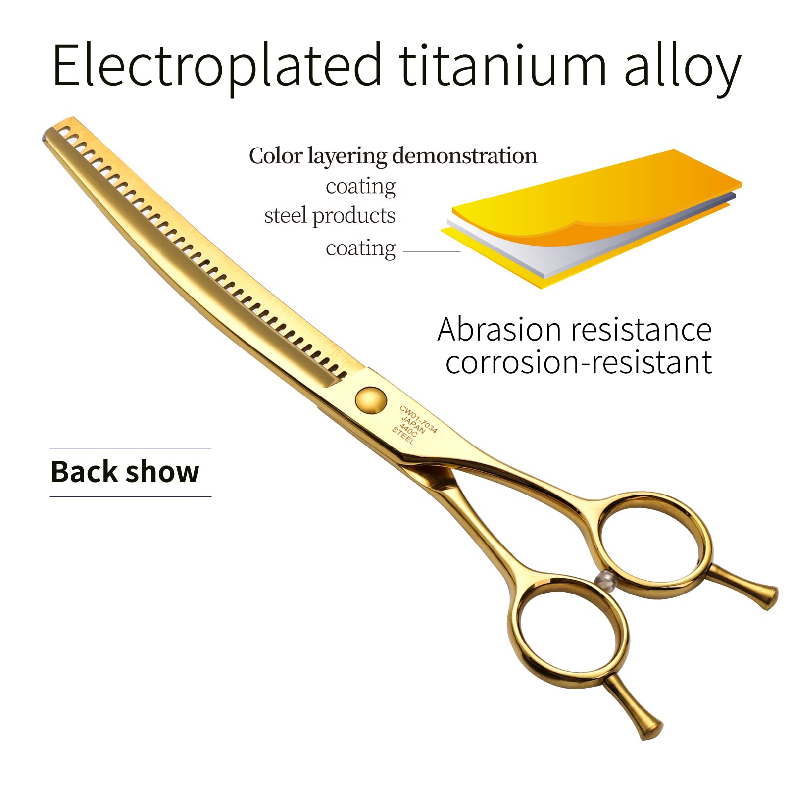 Fenice Peak durable 7-inch dog and cat scissors with gold finish