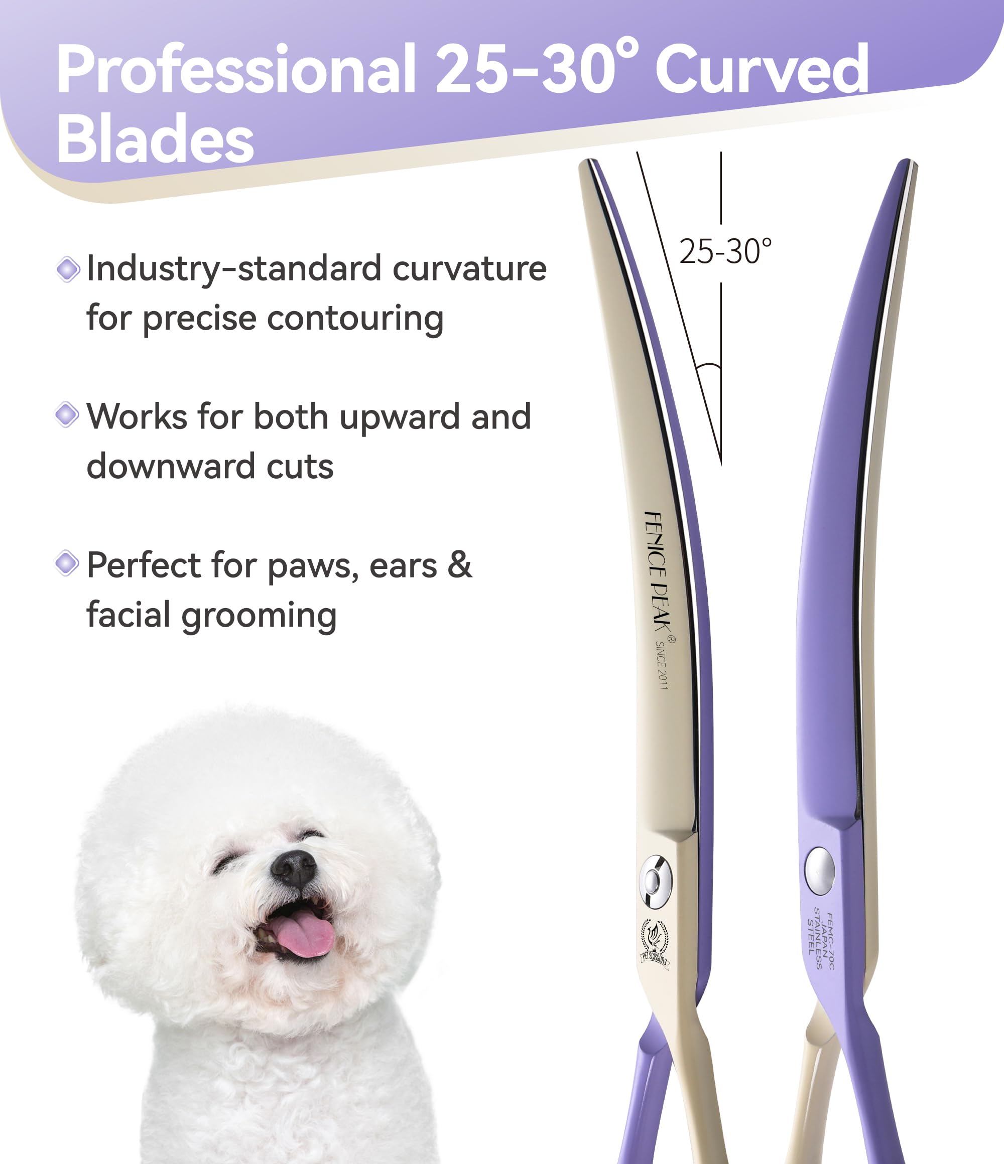 Fenice Peak face and paw trimming use with curved blades