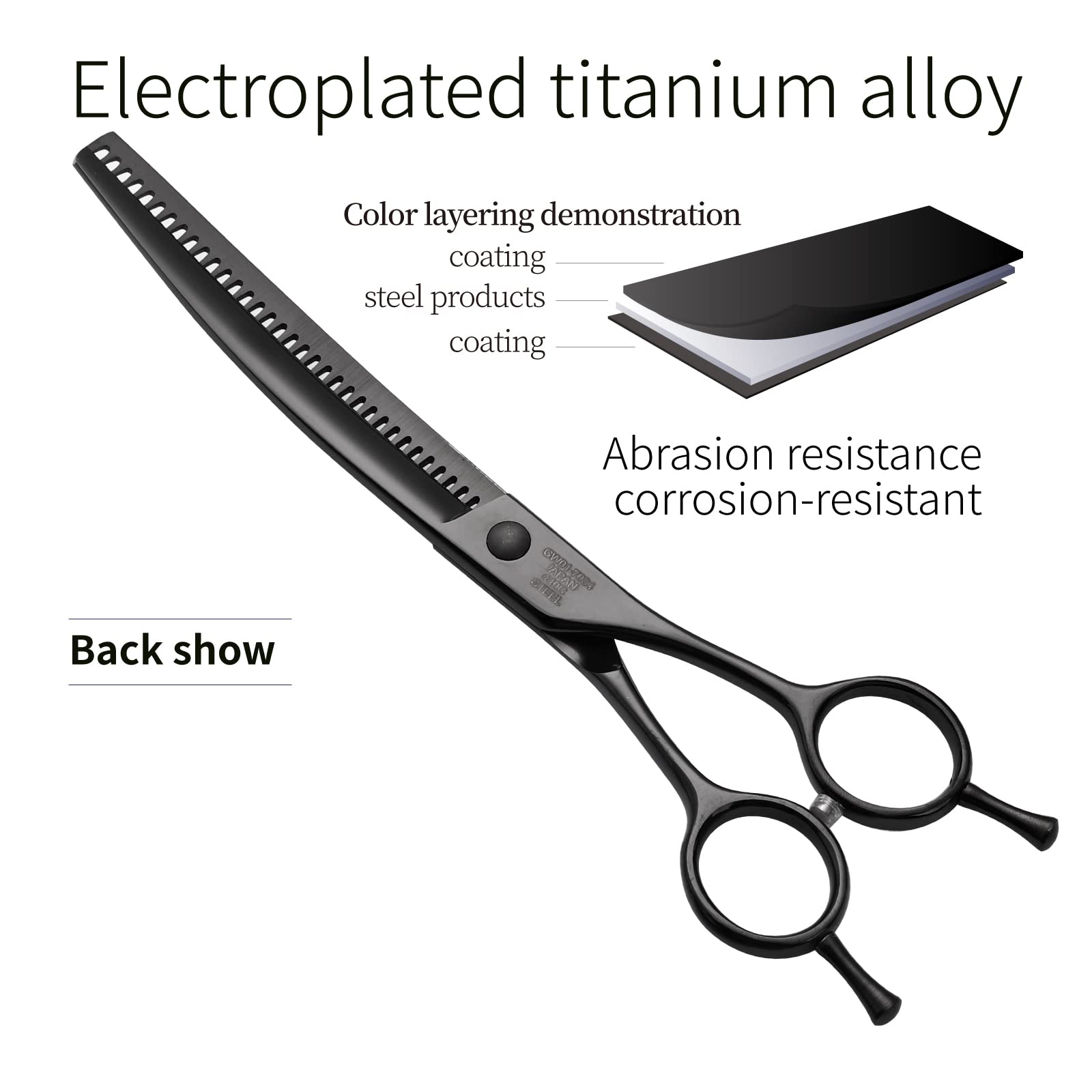 Fenice Peak thinning blades reduce bulk with smooth cuts.