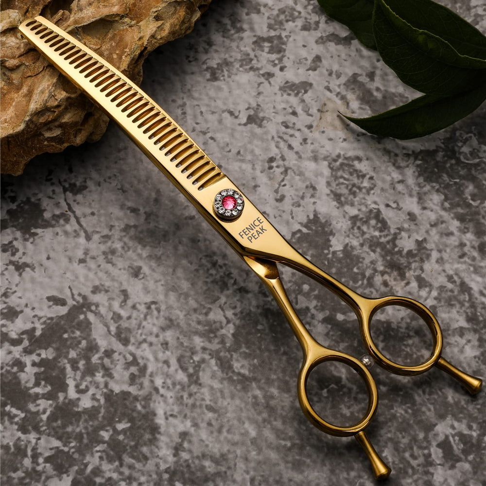 Fenice Peak professional dog grooming scissors in salon use scenario