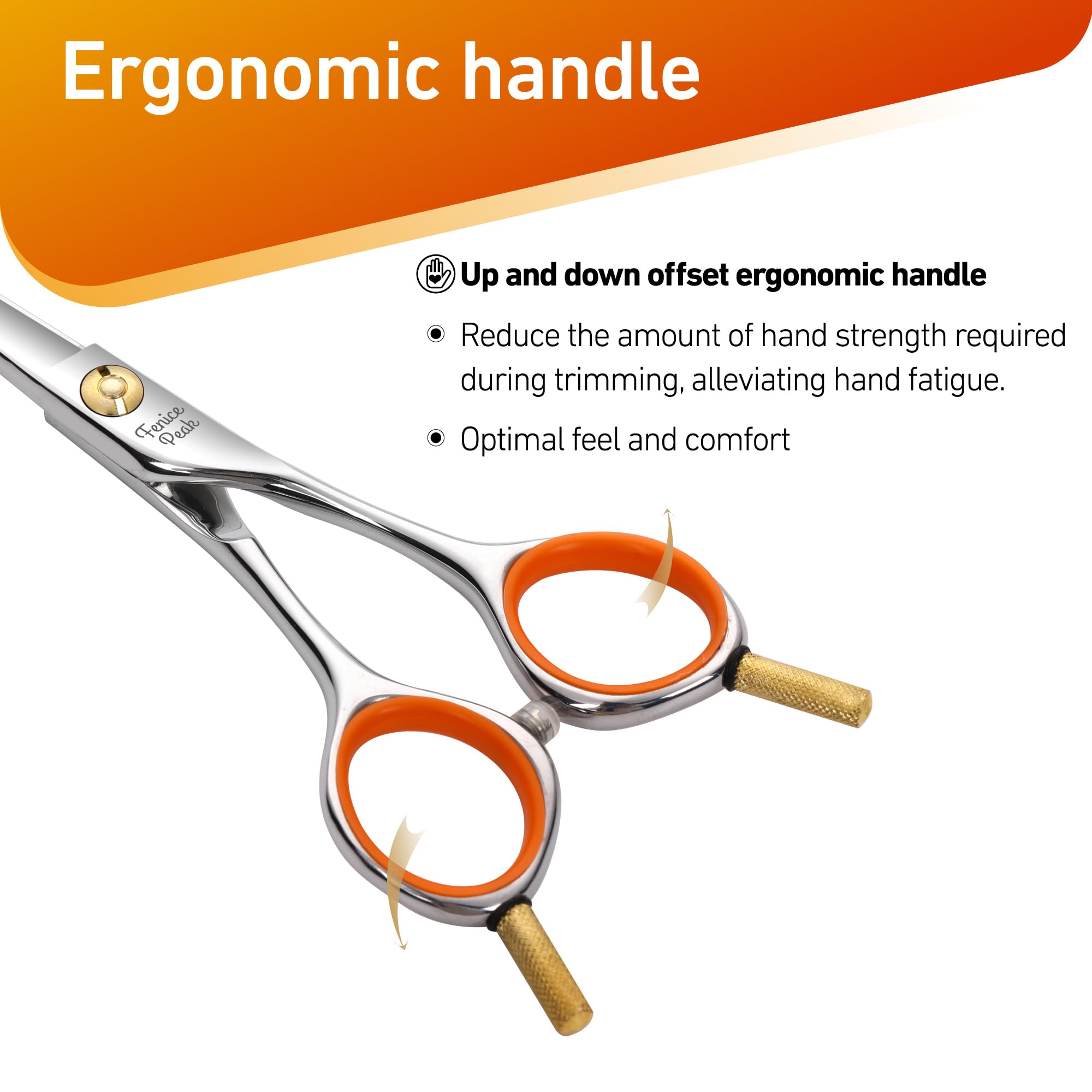 Fenice Peak safety round-tip design prevents scratches during grooming