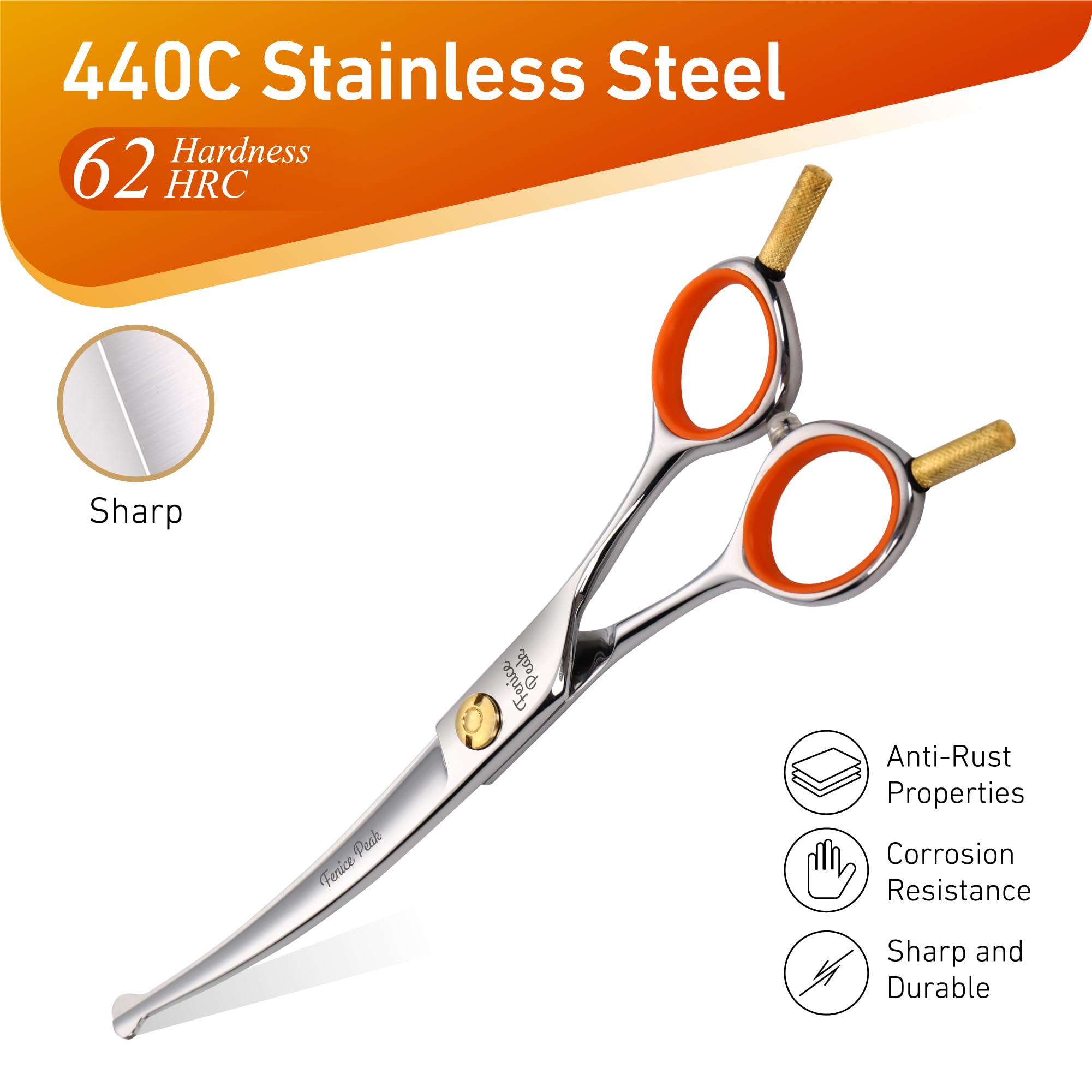 Fenice Peak small curved scissors ear trim with safety round tip