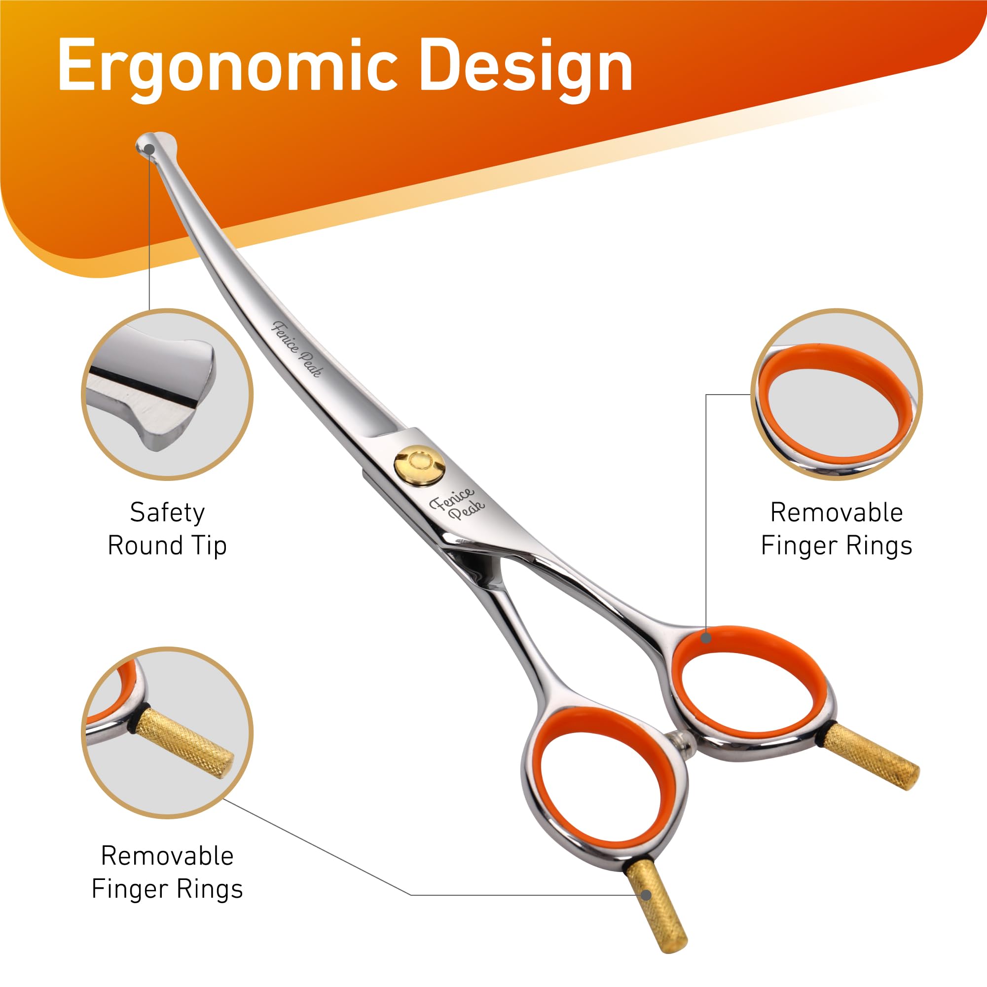 Fenice Peak small curved scissors with face trim focus for smooth detailing