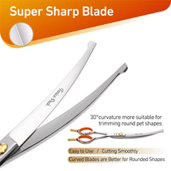 Fenice Peak small curved scissors nose detail for safe grooming near snout