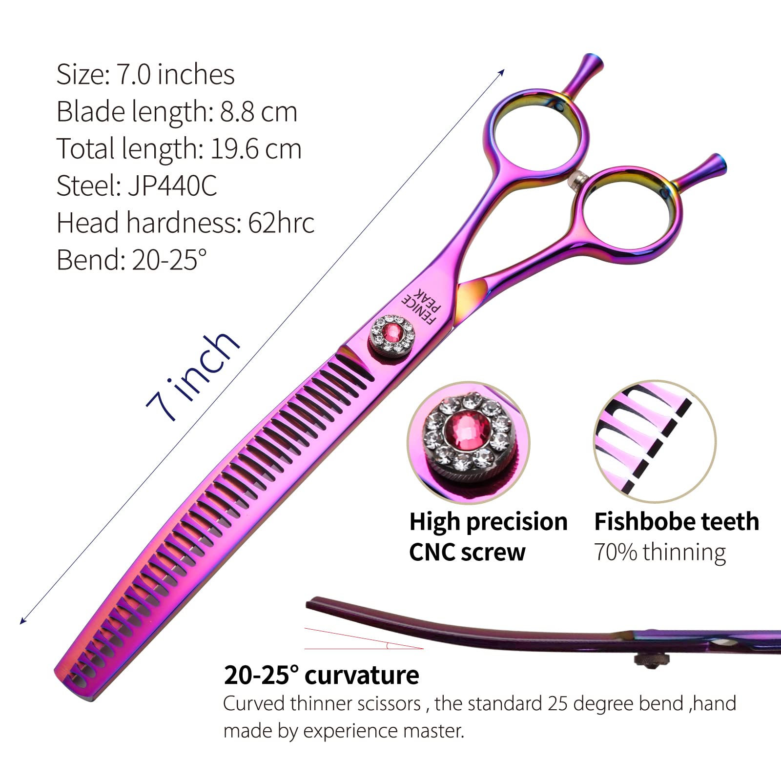 Fenice Peak smooth-motion handle design provides comfortable control during thinning.