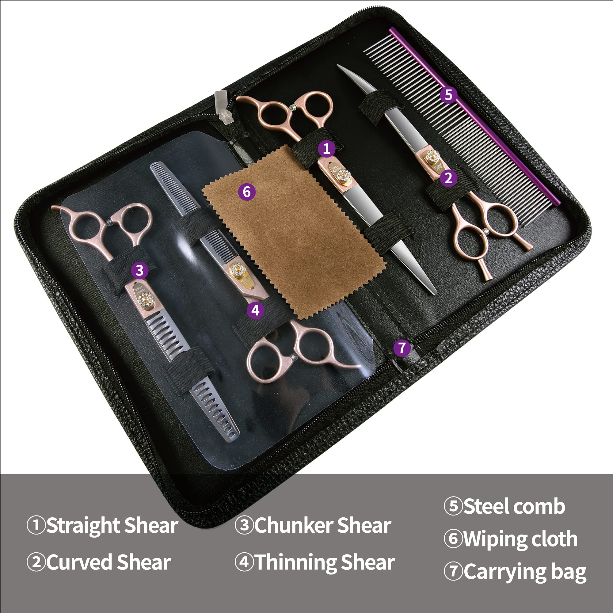 Fenice Peak stainless comb for pre-trim detangling and fur prep