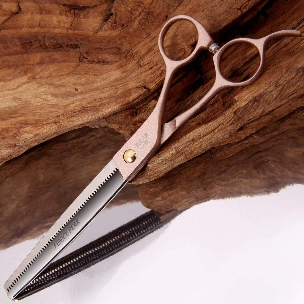 Fenice Peak thinning scissors ergonomic handle for comfortable pet grooming sessions.