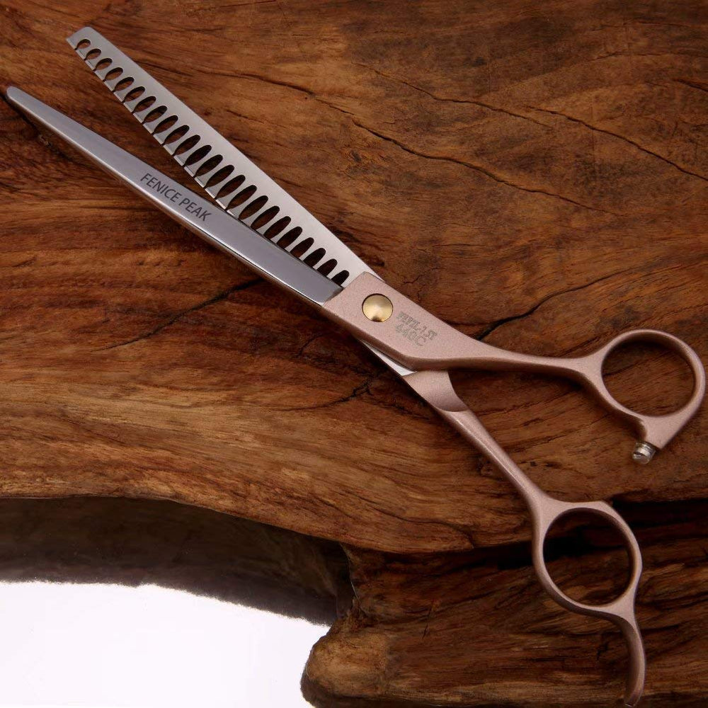 Fenice Peak thinning shears packaging with cloth and bag for care.