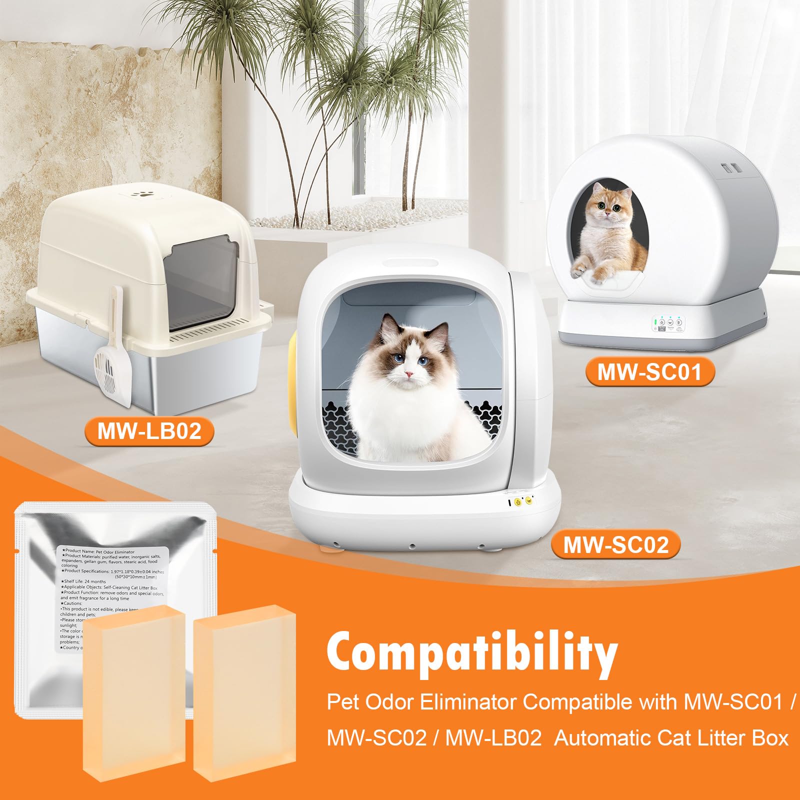 Fenkabs MW-SC02 compatible deodorizer gel keeps litter odors in check.
