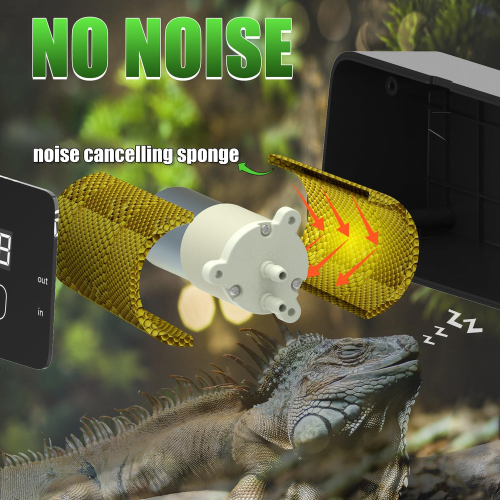 Fenocran quiet reptile mister system interior foam reduces pump noise.