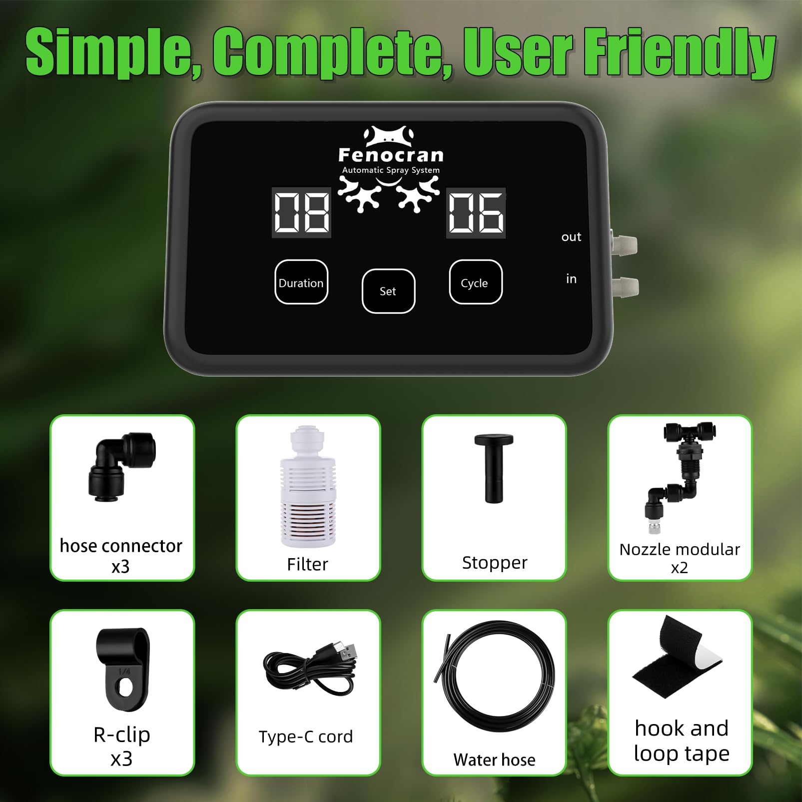 Fenocran automatic reptile mister system accessories guide for quick start.