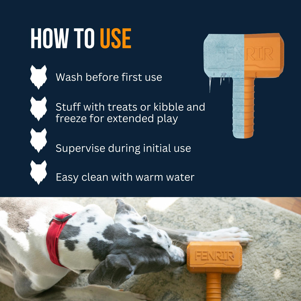 Fenrir Hammer dog chew toy blue large ergonomic grip aids handling during play
