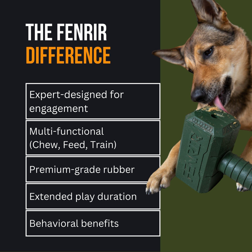 Fenrir Hammer dog chew toy blue large in action for fetch and tug play