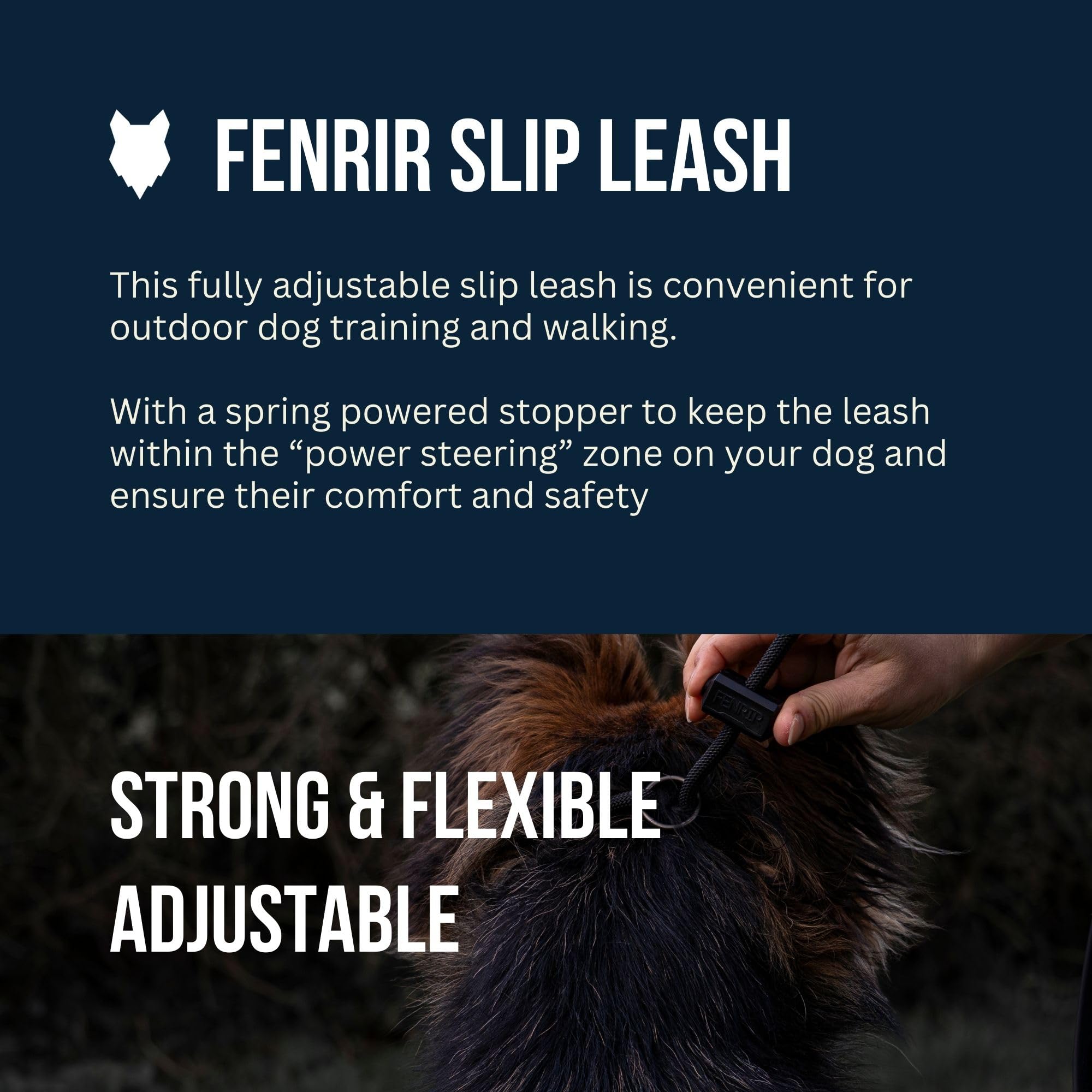 Fenrir Ragnar Slip Leash 8mm rope closeup shows lighter feel for easier walks.