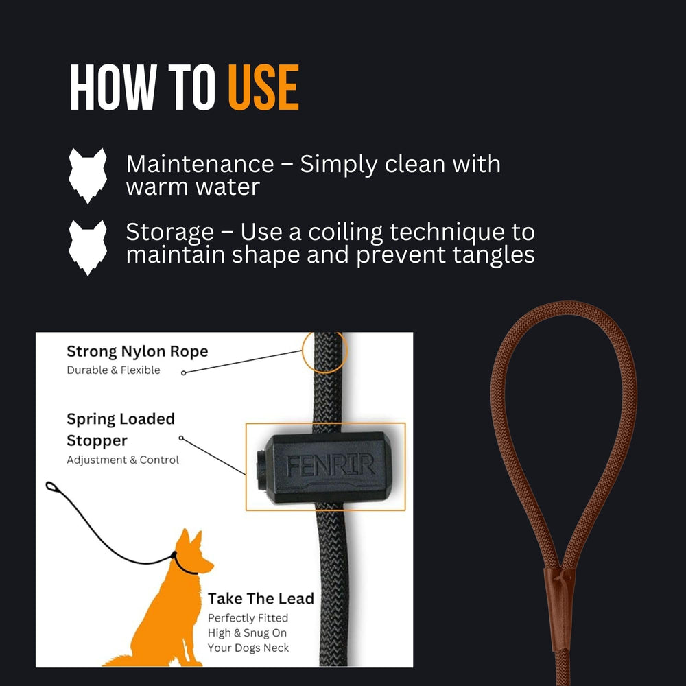 Fenrir Ragnar Slip Leash logo detail signals expert canine design for effective training.