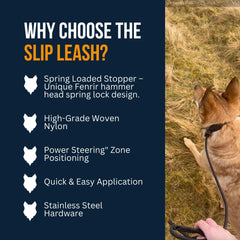 Fenrir Ragnar Slip Leash spring-lock hammer closeup demonstrates secure locking during training.