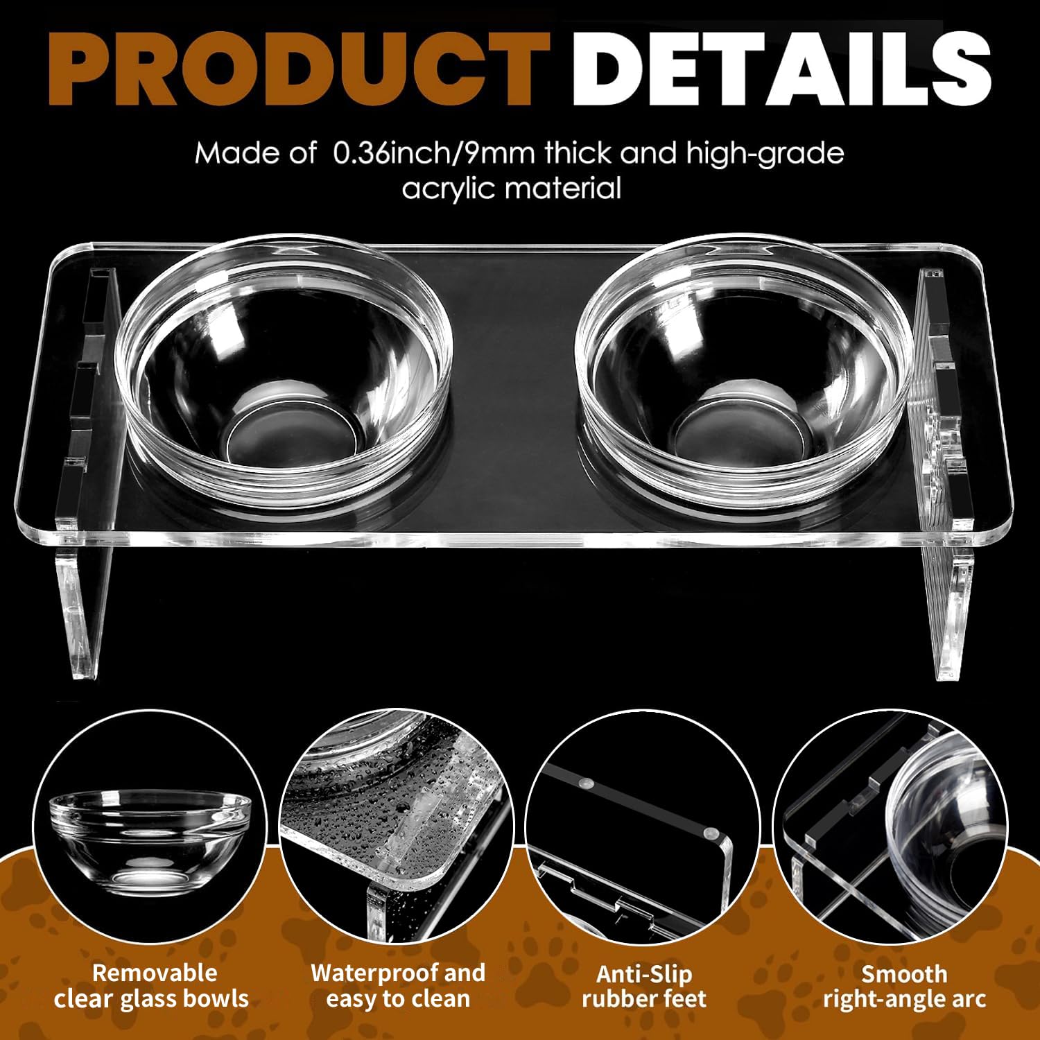 Feoyoho rounded-edges-safety design protects paws during feeding.