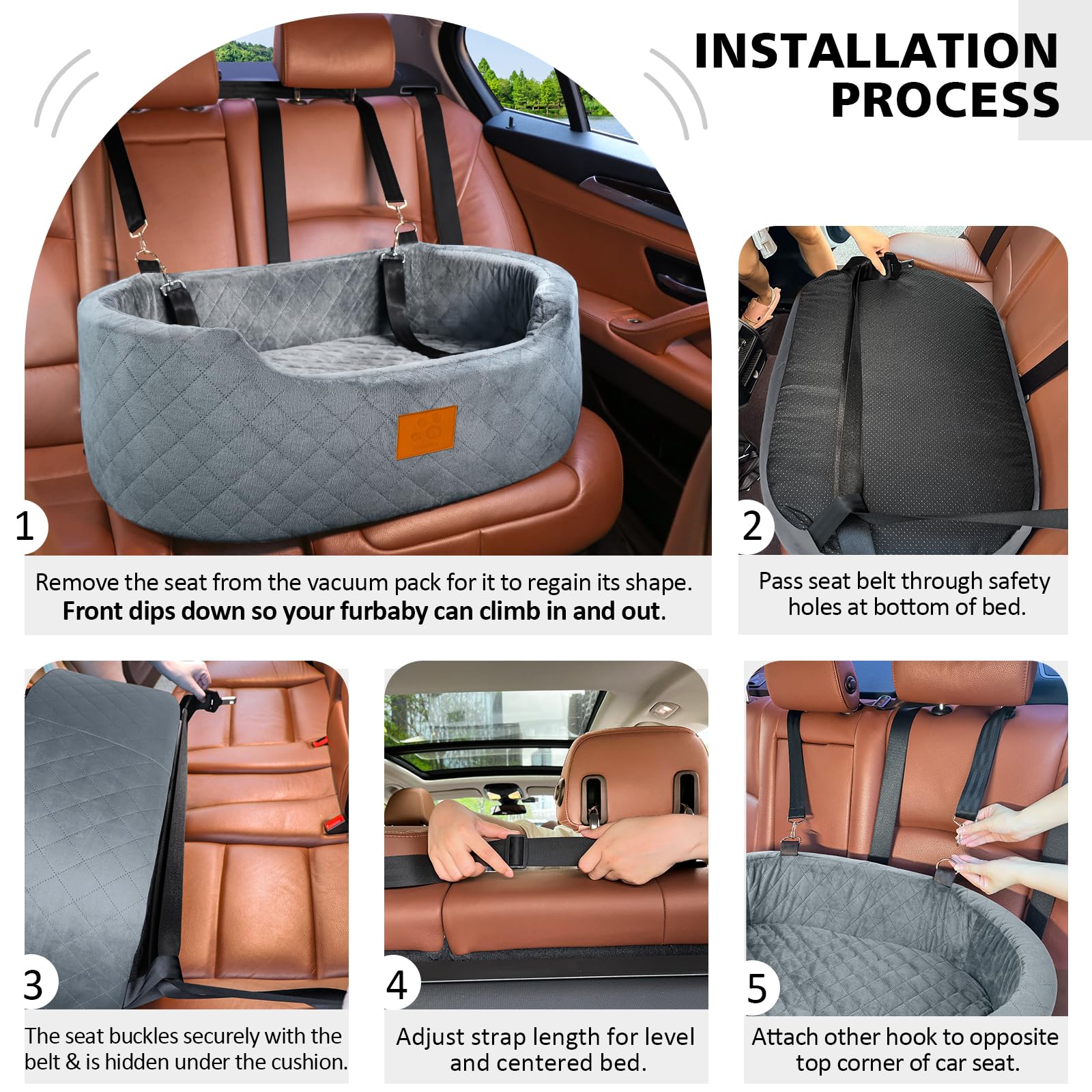 Feporen dog car seat fits SUVs and sedans up to 55 lbs.