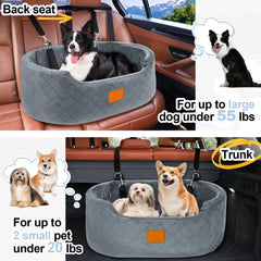 Feporen dog car seat plush fabric interior offers cozy warmth on trips.