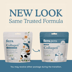 Fera Pets collagen powder dog bowl topper supports mobility and coat shine